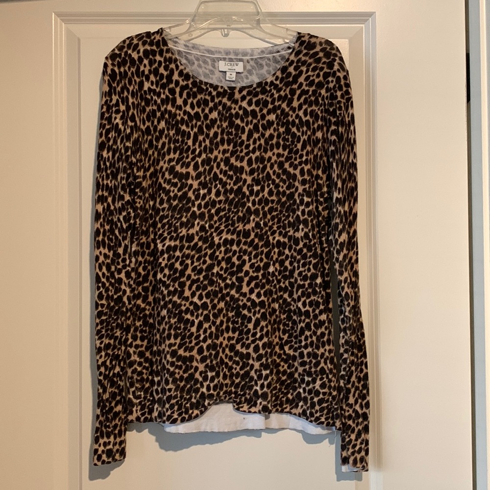 J. Crew Tessie leopard print sweater. Size: M. Like new. 100% cotton